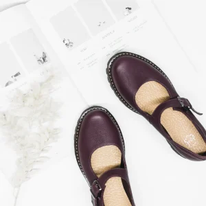Burgundy Leather Women’s Mary Jane Flats