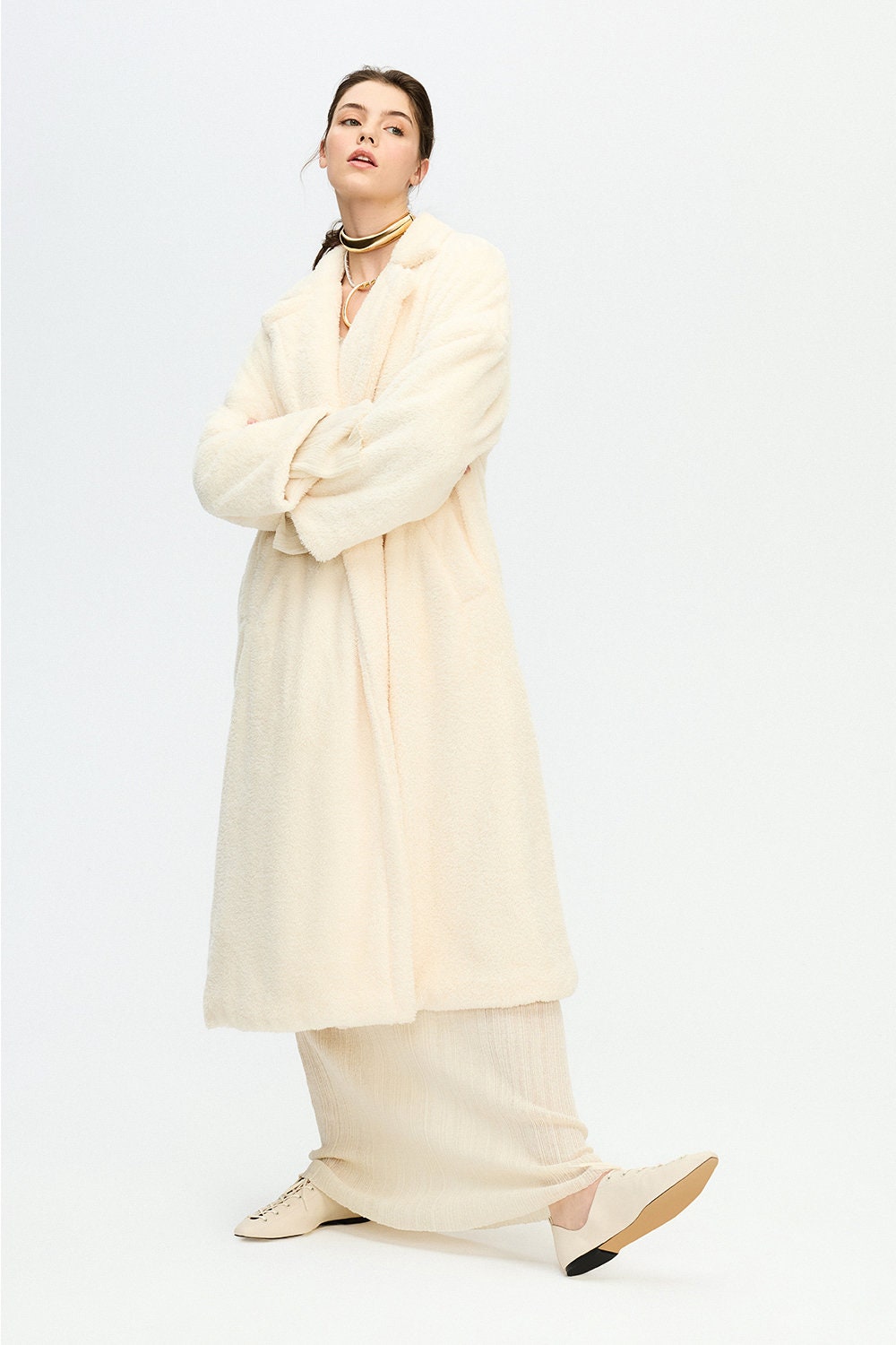 Sherpa Long Jacket Cream Soft Sherpa Long Jacket Cream Soft