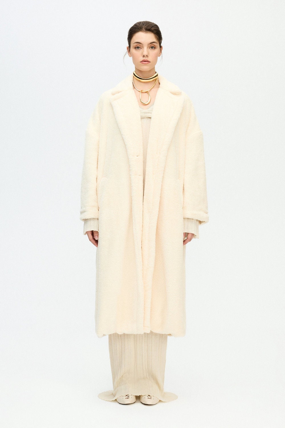 Sherpa Long Jacket Cream Soft Sherpa Long Jacket Cream Soft