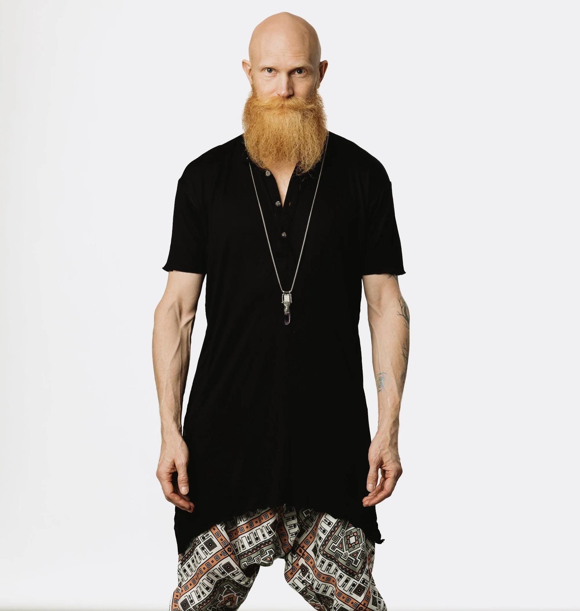 Men's Bamboo Kurta Shirt: Asymmetrical Boho Tunic Top Men's Bamboo Kurta Shirt: Asymmetrical Boho Tunic Top