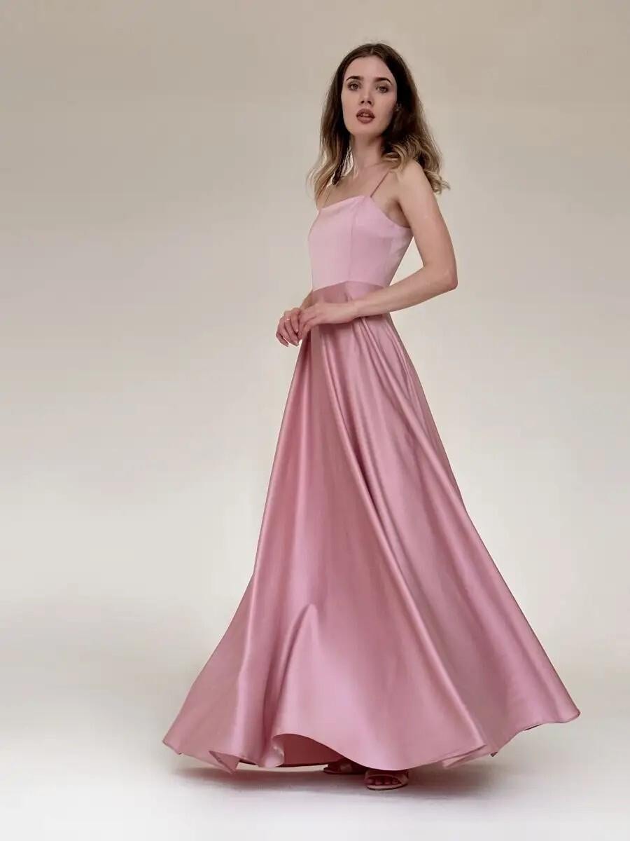 Pink Silk Maxi Dress Elegant A Line Satin Pink Silk Maxi Dress Elegant A Line Satin