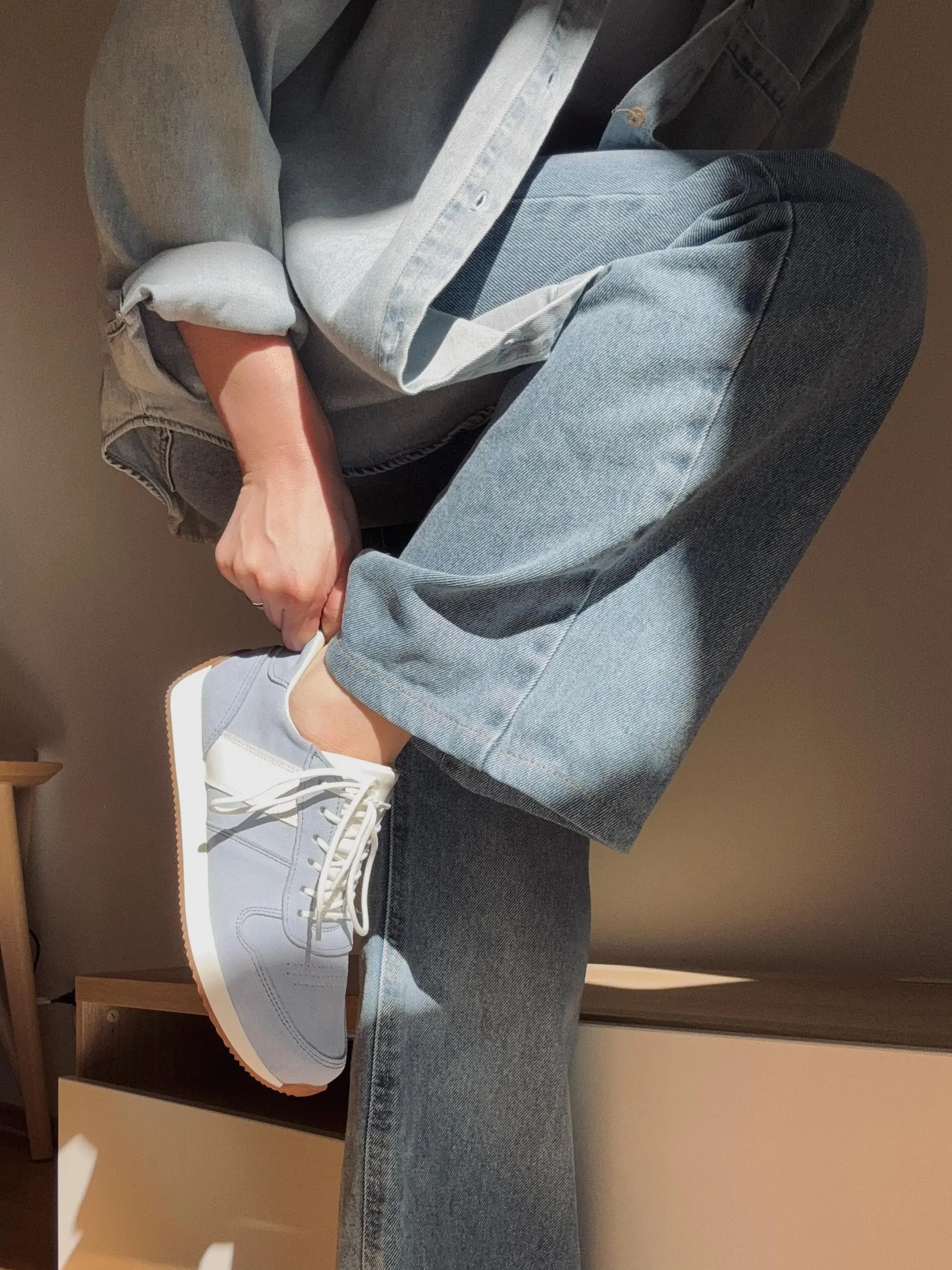 Handmade Retro Light Blue Suede Sneakers Women S Handmade Retro Light Blue Suede Sneakers Women S