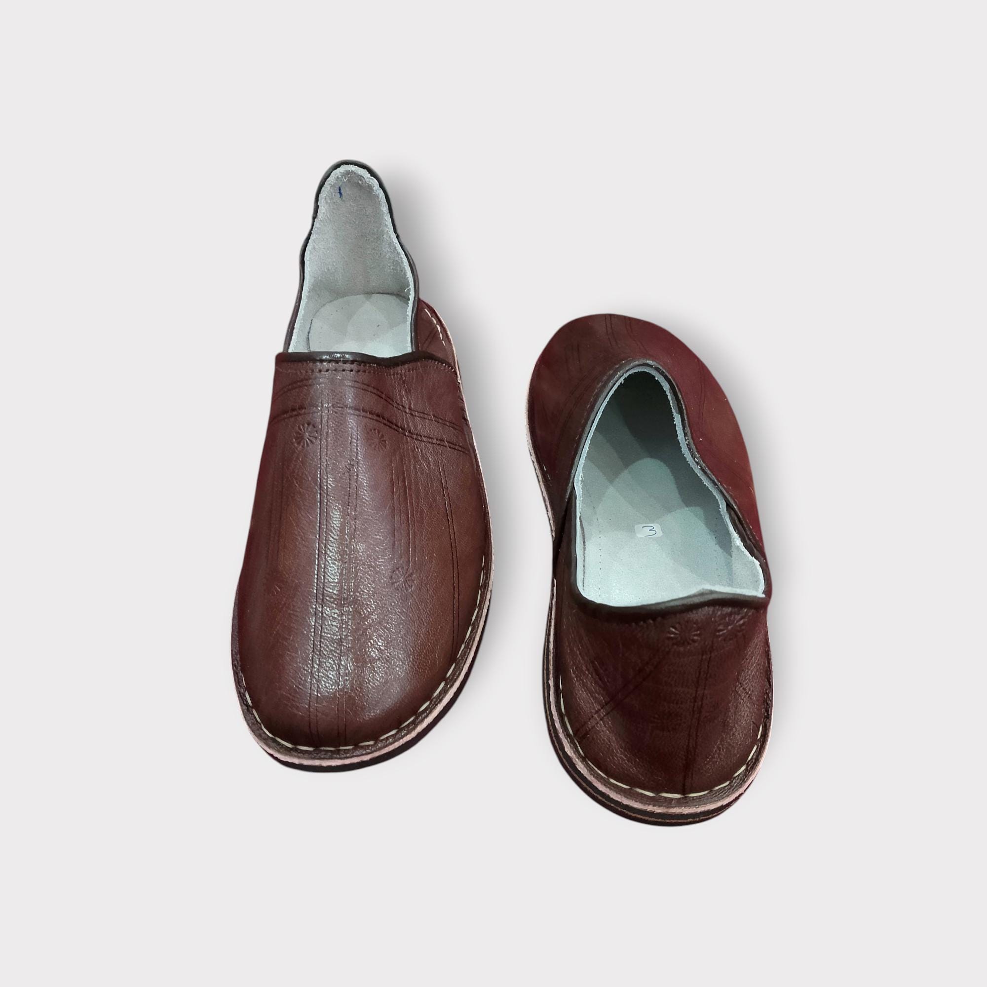 Rich Dark Brown Moroccan Leather Babouche Handmade Traditional Rich Dark Brown Moroccan Leather Babouche Handmade Traditional