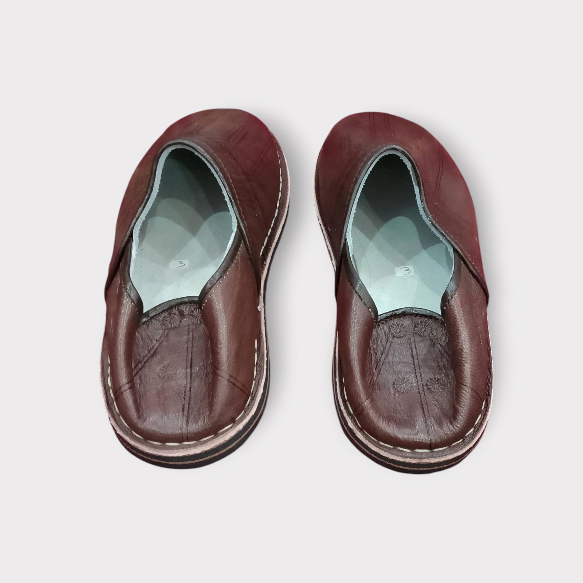 Rich Dark Brown Moroccan Leather Babouche Handmade Traditional Rich Dark Brown Moroccan Leather Babouche Handmade Traditional