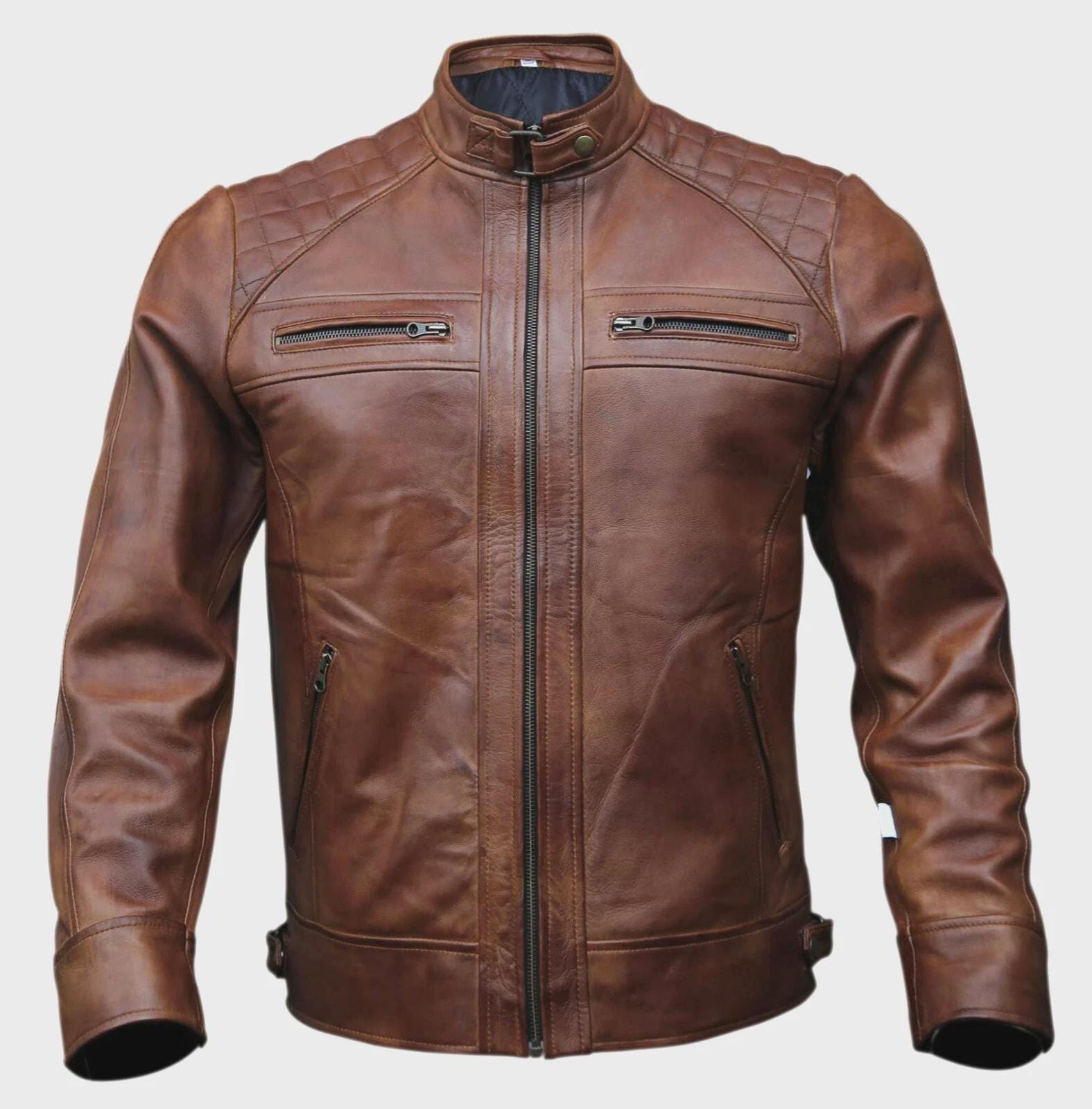 Cafe Racer Style Jacket Men's Sheepskin Butter Soft Cafe Racer Style Jacket Men's Sheepskin Butter Soft
